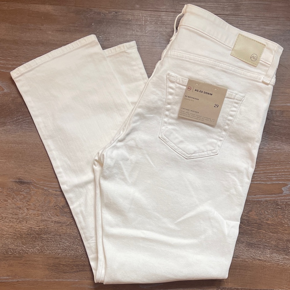 AG Adriano Goldschmied Women's Cream Straight Leg Jeans